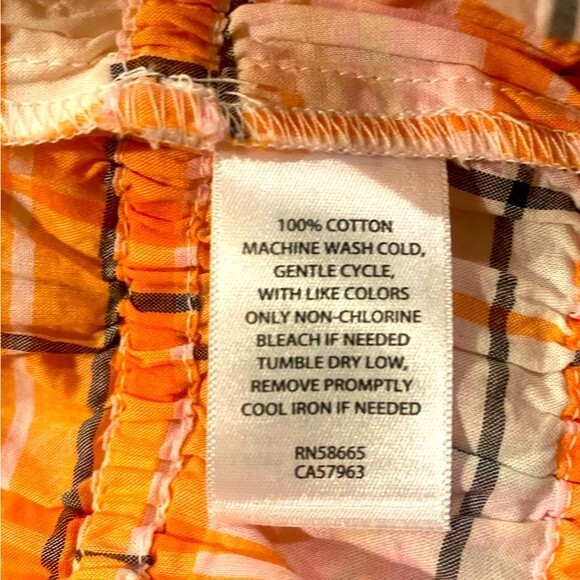 NWT Abound Adley orange & white plaid Juniors Puff Sleeve Crop Top Medium - Picture 4 of 8